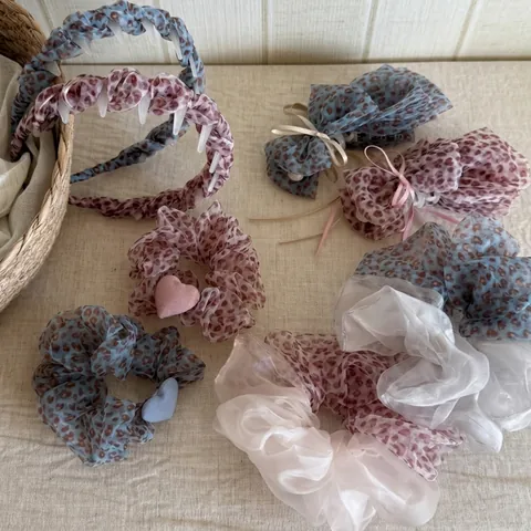 Korean Leopard Print Mesh Hair Scrunchies Banana Clip Headband Fashion Heart Decor Sweet Hair Accessories For Women