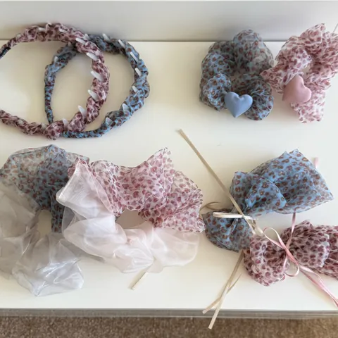 Korean Leopard Print Mesh Hair Scrunchies Banana Clip Headband Fashion Heart Decor Sweet Hair Accessories For Women