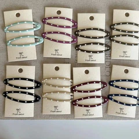 Barrettes à Cheveux Ovales à Pois de Style Coréen pour Femmes Enfants Vintage Français Métal Mat Pince BB Accessoires Cheveux