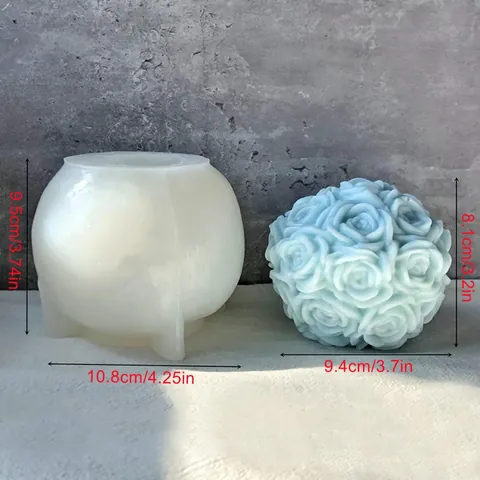 Rose Flower Ball Silicone Mold For Candle Making Resin Casting Plaster Craft DIY Handmade Flower Sphere Mold Home Decor Valentine Gift