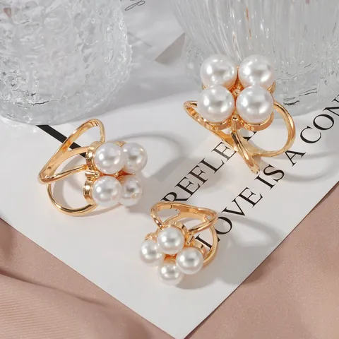 Mode Minimalistisch Hohl Legierung Schalschnalle Mit Künstlicher Perle Damen Süß Schalring Schnalle Für Seidenschal Zubehör