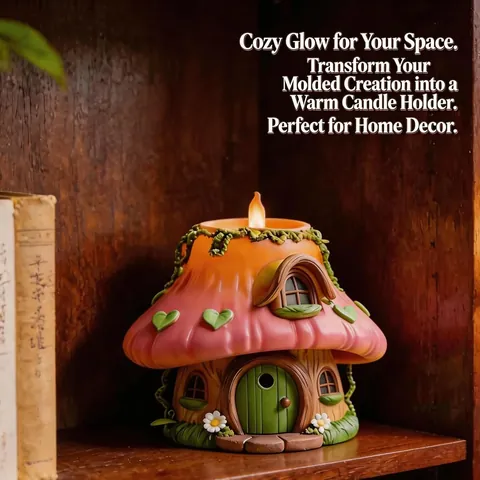 Fairy Mushroom House Silicone Mold For DIY Candle Making Concrete Succulent Planter Clay Plaster Craft Handmade Decorative Mold