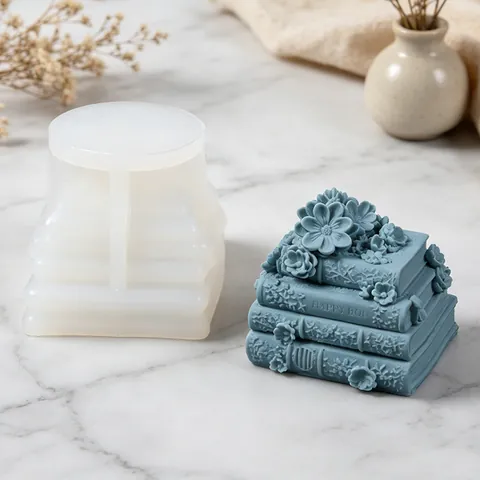Buch Und Blume Geformte Silikonform Für Kerzenherstellung Gips Seife Harz Handwerk DIY Desktop Ornament Handgemachtes Geschenk