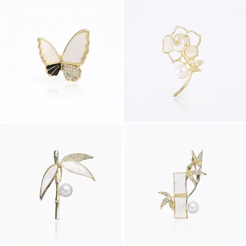 Mode High-End Muschel Legierung Brosche Für Damen Blumen Tier Form Nadeln Strass Künstliche Perle Anti-Exposition Schmuck Brosche Zubehör