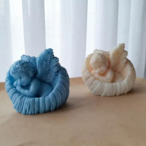 Stampo in Silicone Angelo Bambino in Conchiglia per Candela Aromaterapia Fai-da-te Ornamento in Gesso Resina Epossidica Strumento Artigianale
