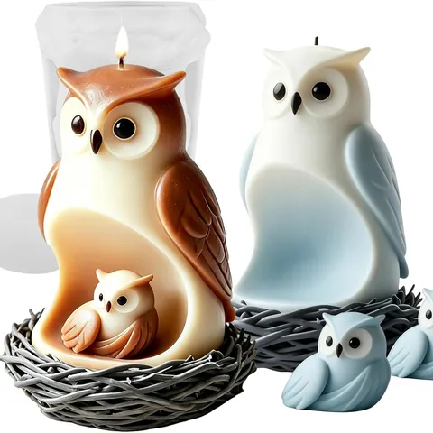 Owl Silicone Mold Owl Family Nesting Candle Soap Plaster Resin DIY Craft Mold Home Table Decor Animal Flexible Silicone Ornament Making Tool