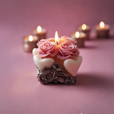 Würfel Rose Silikon Kerzenform 3D Blume Herz Relief Duftkerzen Wachs Seifenform Für Valentinstag Geschenk Deko Handgefertigte Silikonform