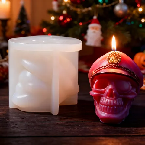 Halloween Skull Legion Commander Silicone Mold For DIY Plaster Candle Aromatherapy Skull Army Hat Ornament Handmade Making