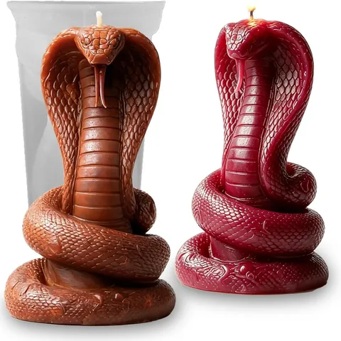 Realistic Cobra Snake Silicone Mold For DIY Candle Making Resin Epoxy Casting Realistic Animal Scale Texture Halloween Decor Handmade Soap Mold
