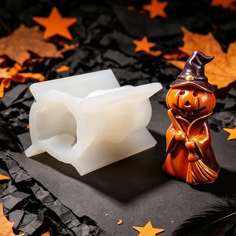 Moule en Silicone Citrouille Sorcier Fantôme d'Halloween DIY Savon Bougie Résine Aromathérapie Plâtre Outil Décoratif