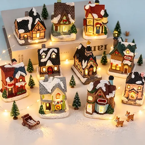 Christmas House Silicone Mold For Resin Gypsum Candle DIY European Cottage Snow House Plaster Desktop Ornament Craft Mold