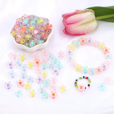 Transparente Acryl Pflaumenblüte Perlen Doppelschicht Perle in Perle DIY Schmuckherstellung Material Für Armband Haarschmuck