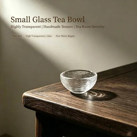 Japanese Style Soda-Lime Glass Tasting Tea Cup Hammered Pattern Transparent Minimalist Zen Drinkware For Home Gift