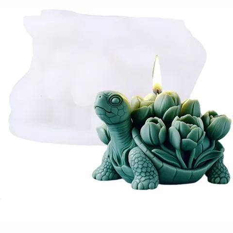 Moule en Silicone pour Bougie Tortue de Mer Coquille de Fleurs pour Fabrication de Bougies Aromathérapie DIY Savon Plâtre Décor Maison