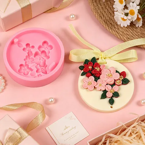 3D Relief Cherry Blossom Silicone Mold For Aromatherapy Wax Tablet Plaster Pendant Soap Home Car Wardrobe DIY Craft Tool
