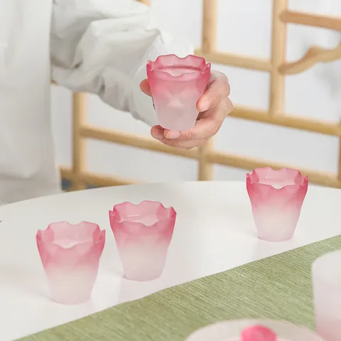 Japanse Roze Gematteerd Glas Theeservies Hittebestendig Gaiwan Gongdao Cup Theekopje Voor Vrouwen Theeceremonie Huis Kantoor