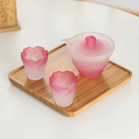 Japanse Roze Gematteerd Glas Theeservies Hittebestendig Gaiwan Gongdao Cup Theekopje Voor Vrouwen Theeceremonie Huis Kantoor