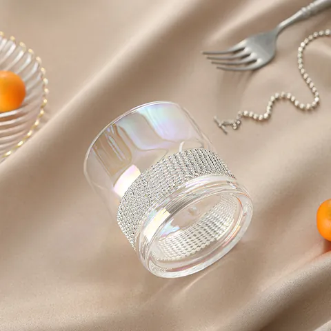 Luxuriöser Glasbecher Mit Strassbesatz Irisierend Rauchgrau Whiskeyglas Ästhetischer Trinkbecher Hitzebeständige Glaswaren