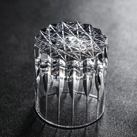Edo Kiriko Style Crystal Whiskey Glass Handmade Cut Lead-Free Crystal Glass Premium Water Cup Luxury Star Cut Drinking Vessel Barware