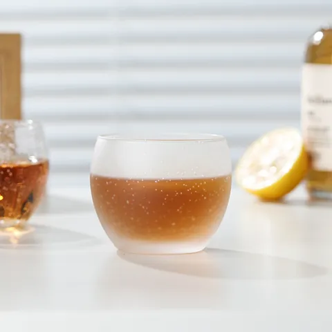 Handmade Hand-Blown Bubble Glass Cup Thickened Round Whisky Glass For Tasting Tea Fruit Wine Elegant Drinkware For Home