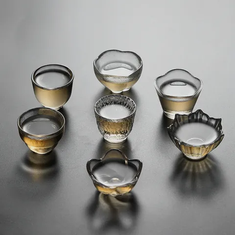 Japanese Hammered Texture Crystal Glass Cup Heat Resistant Tasting Cup For Sake Tea Fruit Wine Transparent Small Zen Style Cup