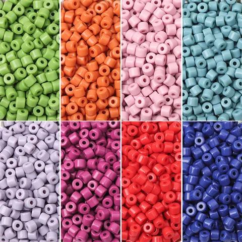 Acrylic Column Beads Colorful Spacer Beads For DIY Bracelet Necklace Jewelry Making Handmade Craft Loose Seed Beads