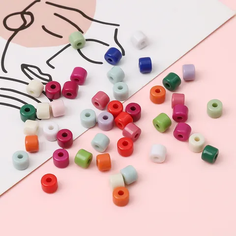 Acrylic Column Beads Colorful Spacer Beads For DIY Bracelet Necklace Jewelry Making Handmade Craft Loose Seed Beads