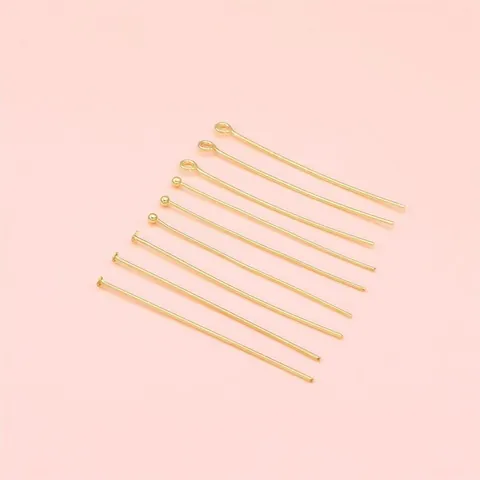 Tiges à Œillet en Cuivre Plaqué Or 14K Tiges en T Tiges à Tête Boule Pour Création de Bijoux DIY Accessoires Boucles d'Oreilles Bracelets