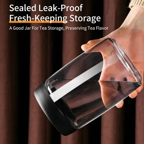 Vacuum Sealed Glass Jar Manual Press Tea Canister High Borosilicate Glass Food Storage Canister For Coffee Bean Loose Tea