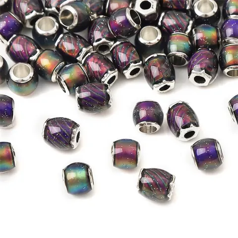 Thermochromic Resin Alloy Large Hole Beads Starry Sky Nebula Gradient Loose Beads For DIY Necklace Bracelet Jewelry Making