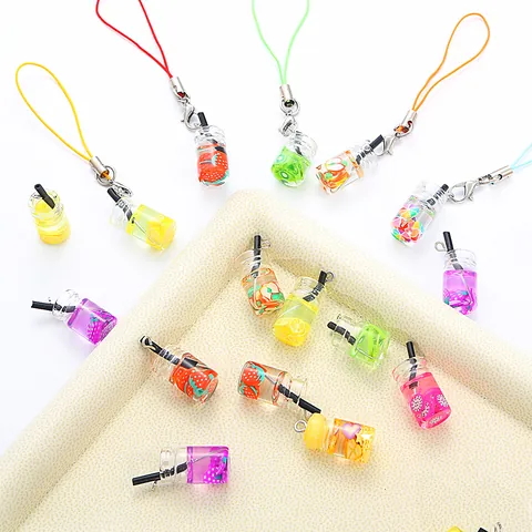 Mini Fruit Glass Bottle Pendant Charms For DIY Necklace Earrings Making Small Wishing Bottle Fruits Glass Pendant Jewelry Accessories