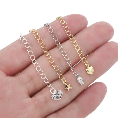 14K Gold Filled Extension Chain For DIY Jewelry Making Alloy Copper Plated Heart Star Pendant Necklaces Tail Chain Findings Accessories