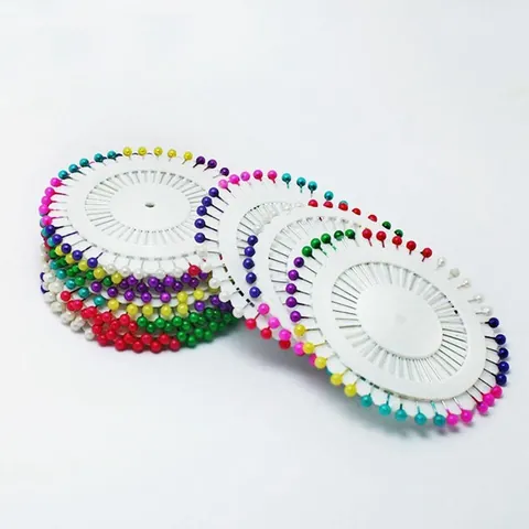 Épingles à Tête Perle Colorée en Roue Épingles à Couture Disque Épingles Droites Multicolores pour Couture Bricolage Outil Artisanal