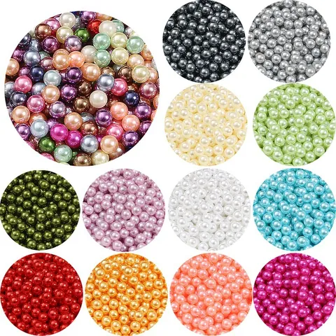 ABS Artificial Pearl Beads Non-Porous Round Loose Beads For DIY Jewelry Making Hairpin Accessories Makeup Brush Box Filler Decoration