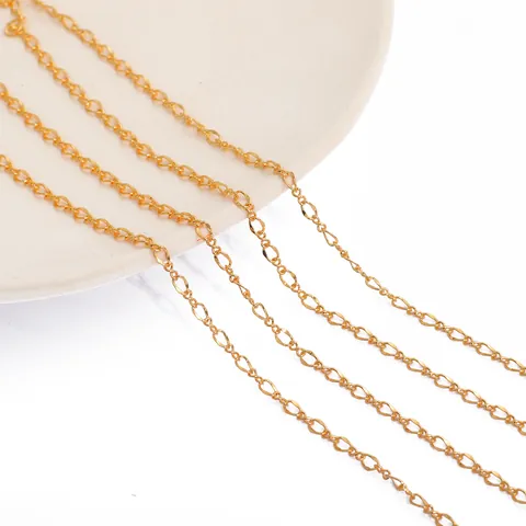 18K Gold Plated Copper Satellite Chain Beaded O-Chain For DIY Necklace Bracelet Jewelry Making Supplies Craft Accessory