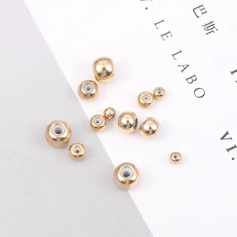 Copper Round Adjustable Silicone Beads DIY Jewelry Making Gold Silver Plated Slider Positioning Beads Bracelets Necklaces