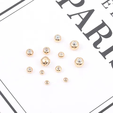 Copper Round Adjustable Silicone Beads DIY Jewelry Making Gold Silver Plated Slider Positioning Beads Bracelets Necklaces