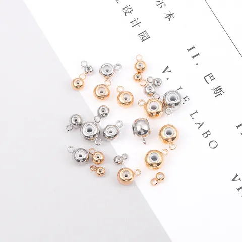 Copper Round Slide Beads With Loop Adjustable Silicone Positioning Beads For DIY Jewelry Bracelet Necklace Accessory Findings