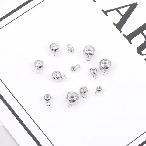 Copper Round Slide Beads With Loop Adjustable Silicone Positioning Beads For DIY Jewelry Bracelet Necklace Accessory Findings