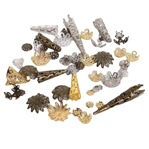 Metal Alloy Filigree Hollow Flower Bead Caps for DIY Jewelry Making Spacer Caps for Earrings Hairpins Bracelets Handcraft Material