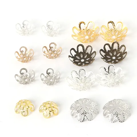 Cubreperlas de Pétalos Florales Huecos Vintage Espaciadores de Metal para Creación de Joyas DIY Pendientes Pulsera Collar