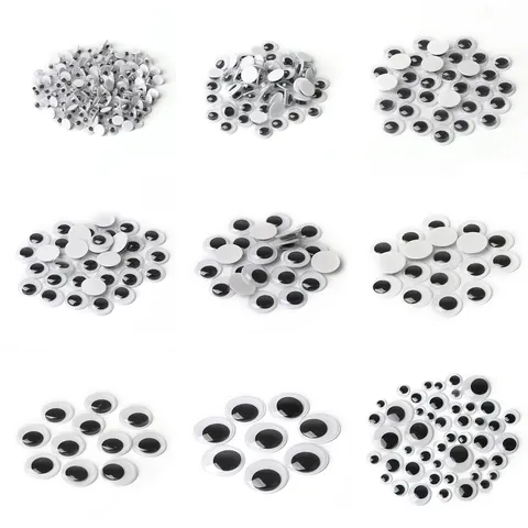 Self-Adhesive Black And White Googly Eyes Round Oval Mixed Wiggle Eyes DIY Handmade Doll Toy Accessories Set Plastic Craft Eyes
