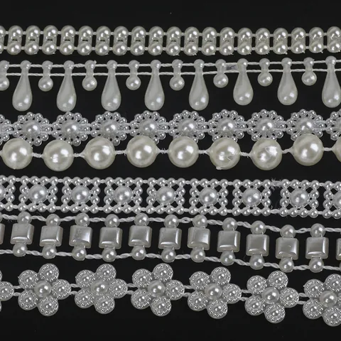 ABS Artificial Pearl Bead Chain Double Line Half Round Pearl String For Wedding Dress DIY Jewelry Making Craft Decoration