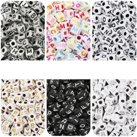 Acrylic Alphabet Letter Beads Number Beads Square Cube Spacer Beads For DIY Jewelry Making Bracelet Necklace Crafts Supplies