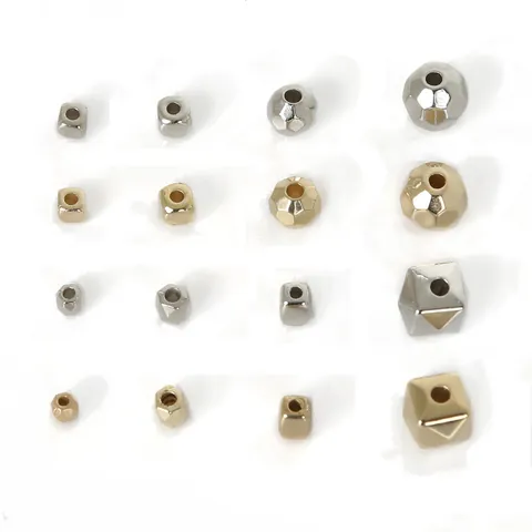 CCB Electroplated Geometric Spacer Beads Plastic Faceted Square Rice Loose Beads For DIY Necklace Bracelet Jewelry Making Accessories