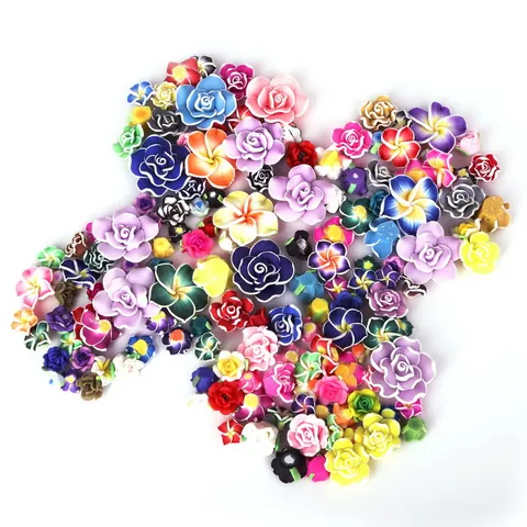 Retro Polymer Clay Plumeria Flower Loose Beads For DIY Bracelet Necklace Handmade Five-Petal Flower Beads Jewelry Making Accessories