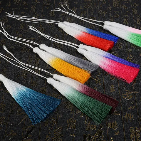 13cm Gradient Color Tassel Pendant Ancient Style Hanging Decoration For Fan Bookmark DIY Craft Traditional Ribbon Tassel