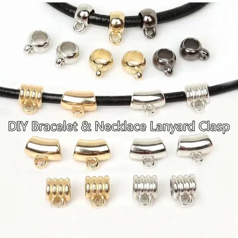 DIY Jewelry Making Findings Alloy Bails For Necklace Bracelet Pendants Flat Round Threaded Curved Tube Connector Electroplated Accessories