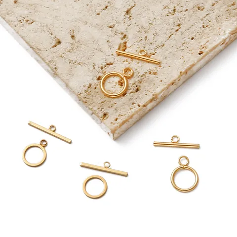 18K Verguld Koperen Toggle Sluitingen Ronde Vierkante OT Gespen Sieraden Connectoren Voor DIY Handgemaakte Armband Ketting Maken Materiaal Accessoires