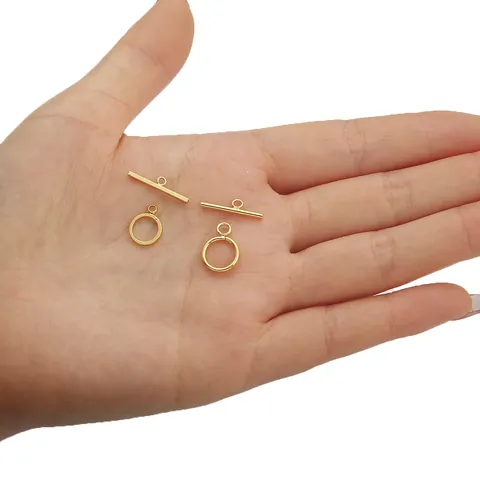 18K Verguld Koperen Toggle Sluitingen Ronde Vierkante OT Gespen Sieraden Connectoren Voor DIY Handgemaakte Armband Ketting Maken Materiaal Accessoires